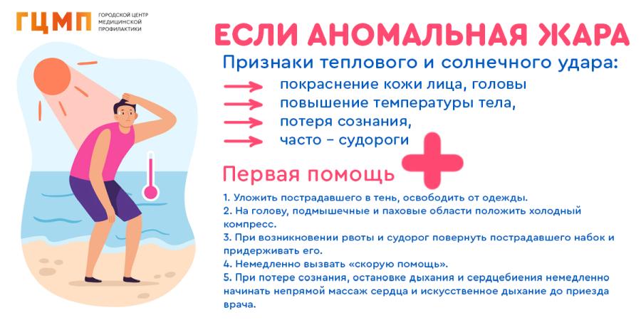 Признаки теплового и солнечного удара